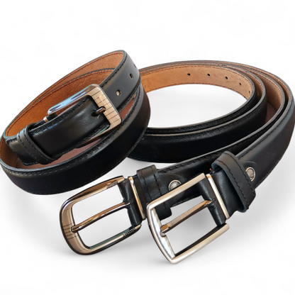 BAMM Genuine Leather Belt for Men – Italian Stitching & Rust-Resistant Buckle