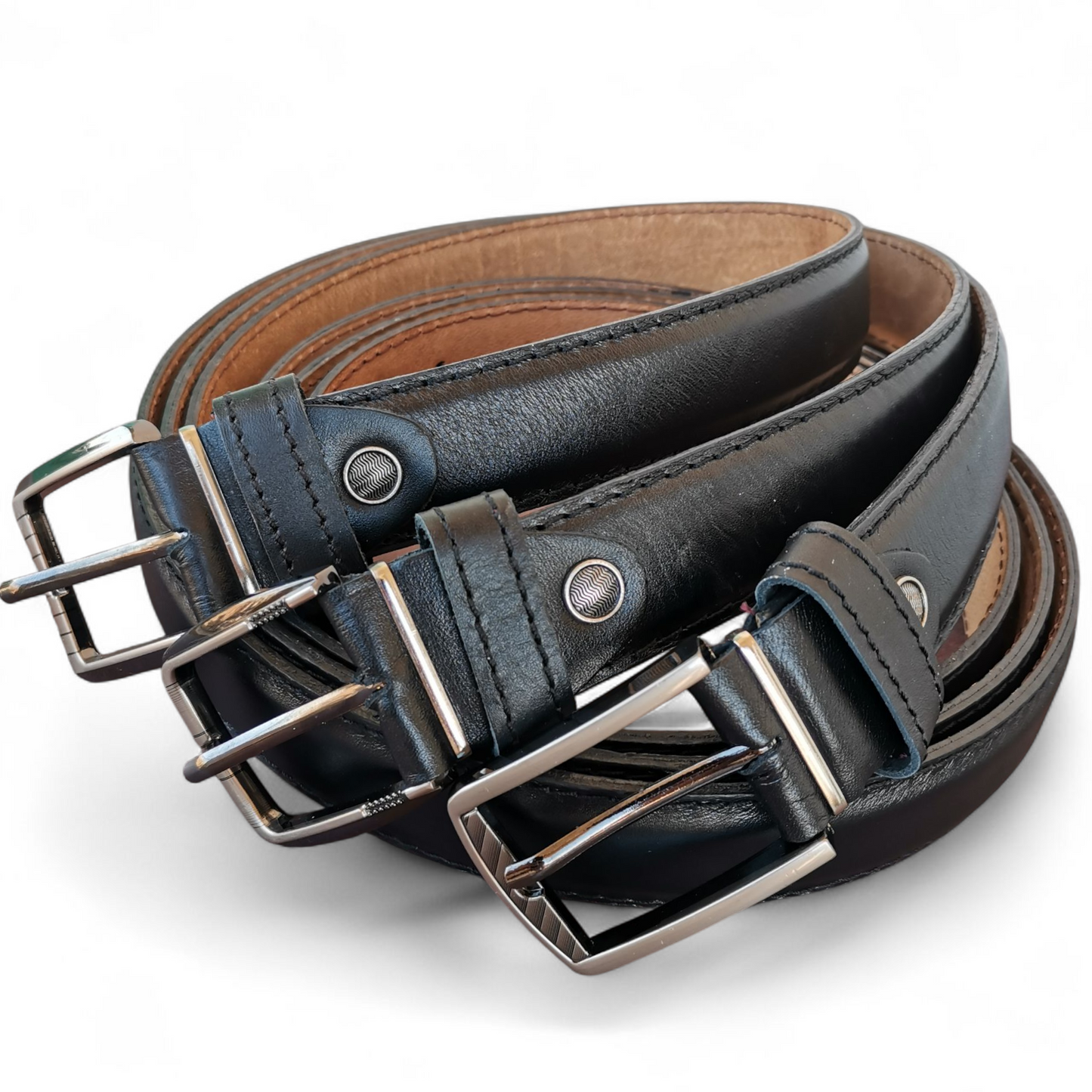 BAMM Genuine Leather Belt for Men – Italian Stitching & Rust-Resistant Buckle