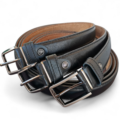 BAMM Genuine Leather Belt for Men – Italian Stitching & Rust-Resistant Buckle