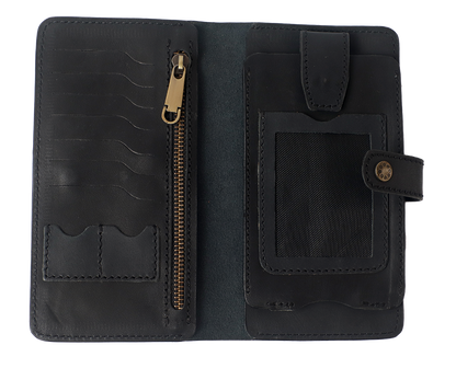 BAMM Genuine Leather Portfolio – Handcrafted 8 Card Slots + Mobile Holder + Memory Pockets   2248