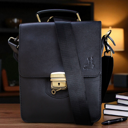 Men’s Genuine Leather Crossbody Bag with Lock & Key – Shoulder Messenger Bag 26×20×10 cm 2241 mo