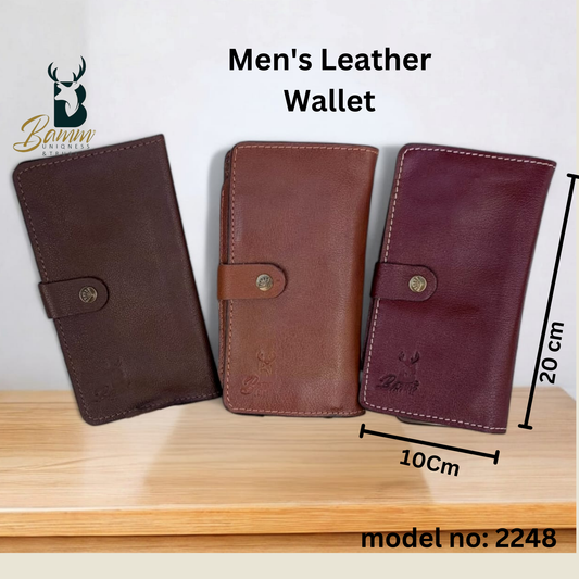 BAMM Genuine Leather Portfolio – Handcrafted 8 Card Slots + Mobile Holder + Memory Pockets