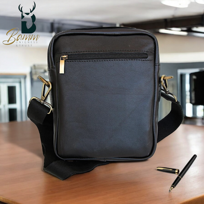 Premium Men's Genuine Leather Crossbody Bag – 20x25 cm, Multi-Compartment