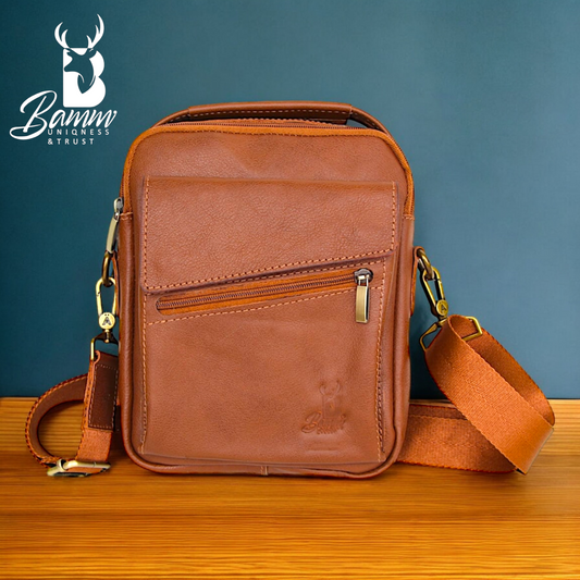 Natural Leather Bag Cross From Bamm