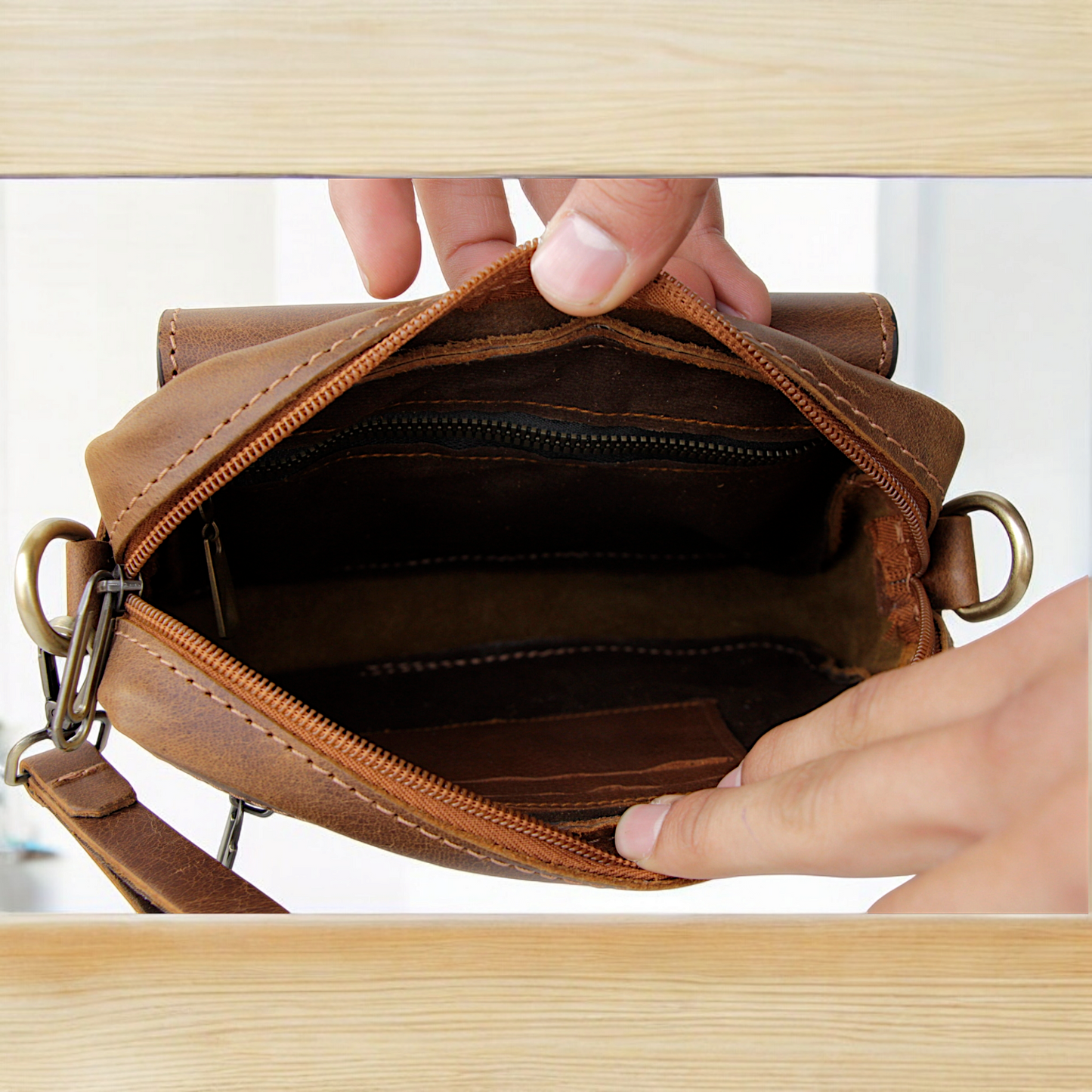 Men's Genuine Leather Crossbody Bag – Stylish & Practical Design