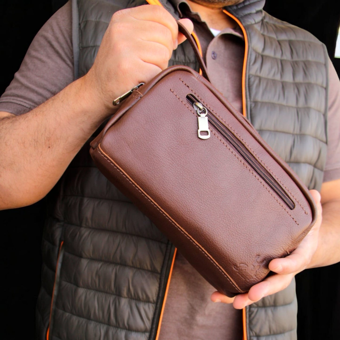 Elegant men's leather handbag 2243-1