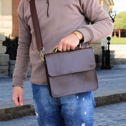 Men's leather shoulder bag-2806
