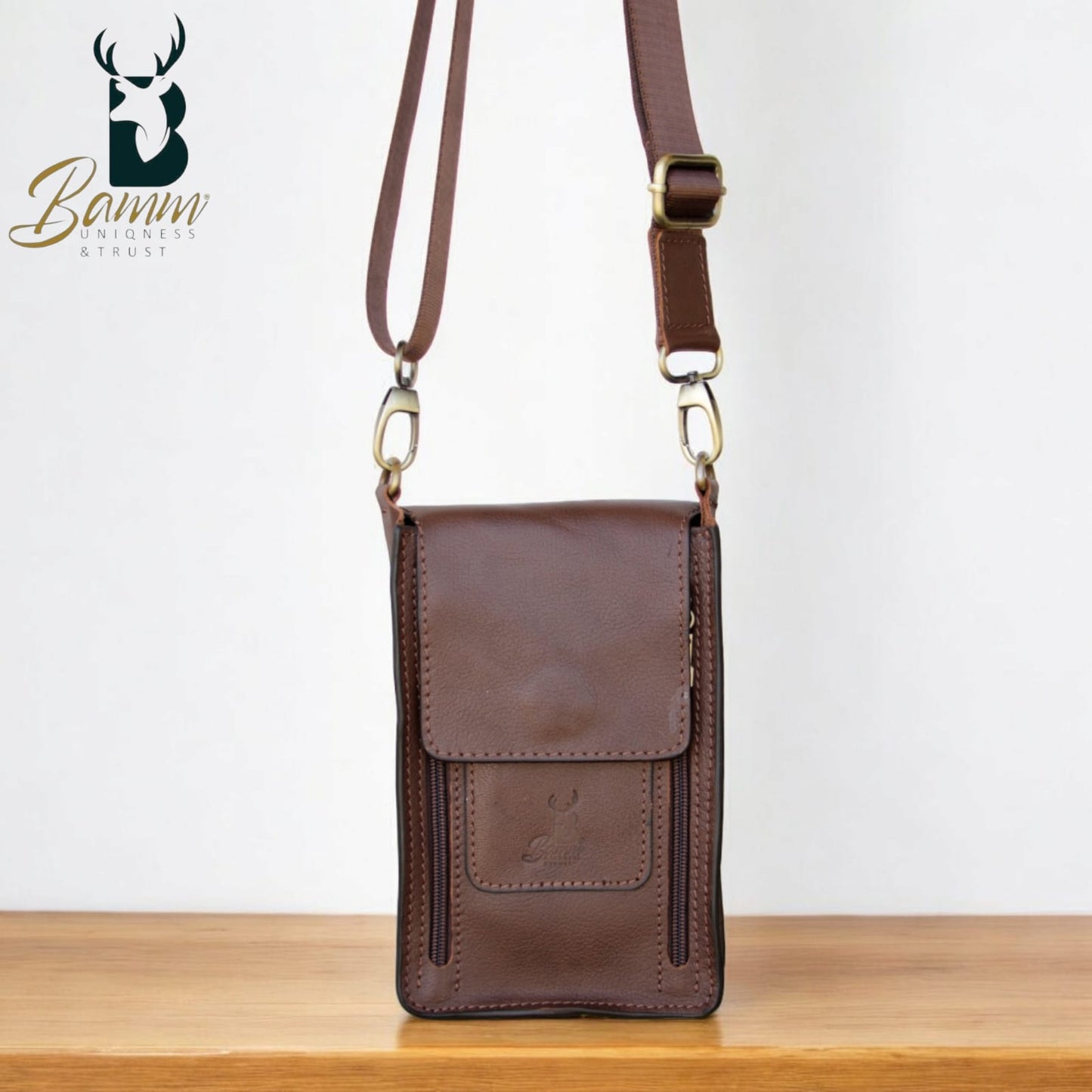 Natural Leather Bag Cross From Bamm For Money And Passport